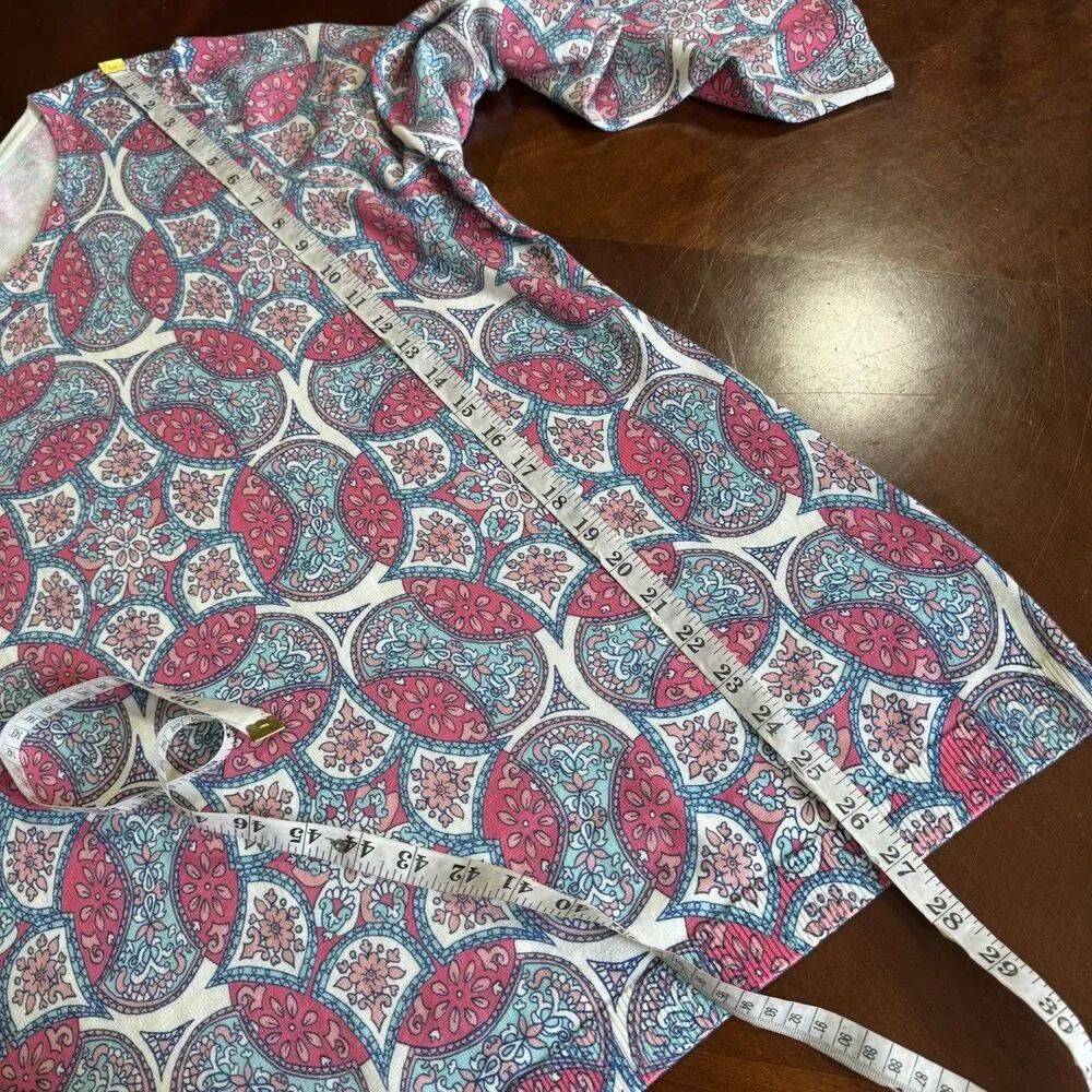 Talbots Plus 2X Women’s Mandala Print Knit Top Long Sleeve Cotton Blend